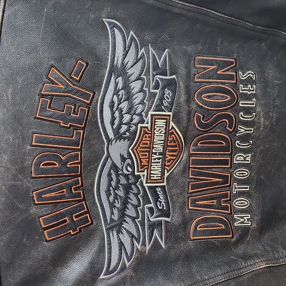 Harley-Davidson Brown Leather Jacket, Large. - Picture 6 of 6